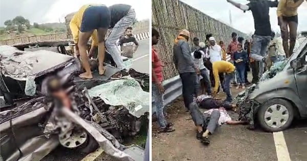 शिवपुरी में दर्दनाक हादसा : कार और ट्रक की आमने-सामने भिडंत, 4 साल के मासूम सहित तीन की मौत, देखें VIDEO
