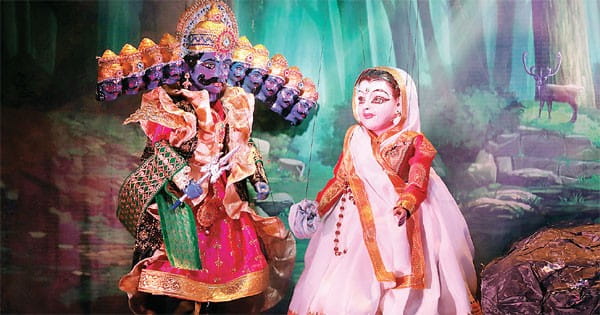 धागा शैली में लंका दहन पुतुल का मंचन, सुंदर पोशाकों ने खींचा ध्यान