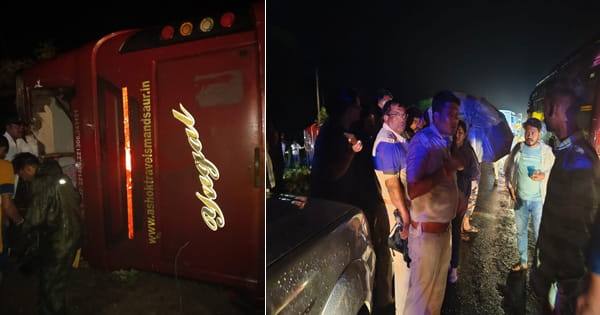 उज्जैन में बड़ा हादसा : इंदौर से जोधपुर जा रही बस बेकाबू होकर पलटी, 3 लोगों की मौत; 8 गंभीर घायल