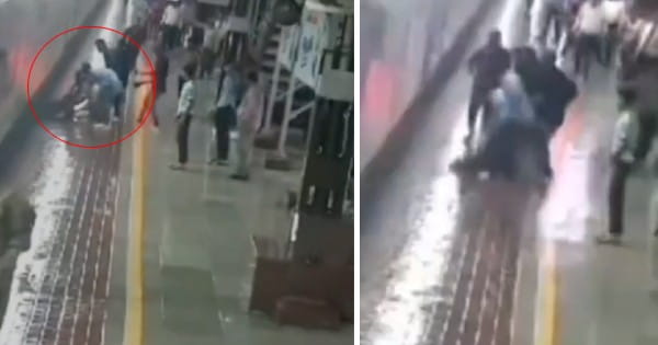 इंदौर : मोबाइल का चार्जर उठाने के दौरान फिसला महिला का पैर, RPF के जवान ने बचाई जान, CCTV कैमरे में कैद हुई घटना
