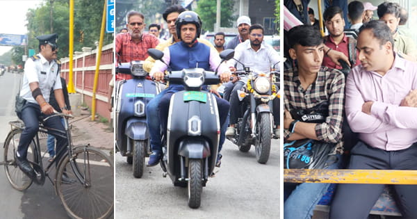 इंदौर में 'No Car Day' : महापौर E-स्कूटर से, कलेक्टर बस से और यातायात सिपाही साइकिल से पहुंचे ऑफिस