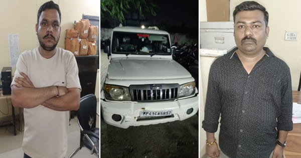 इंदौर : 9 लाख की 33 पेटी अवैध शराब और जीप जब्त, 2 आरोपी हिरासत में; मध्य प्रदेश शासन का मोनो लगाकर कर रहे थे तस्करी