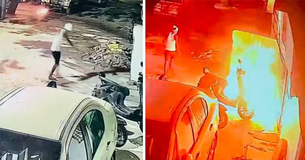 इंदौर में व्यापारी के घर फेंका पेट्रोल बम, CCTV कैमरे में कैद हुई घटना, 12 घंटे में आरोपी को किया गिरफ्तार, देखें VIDEO