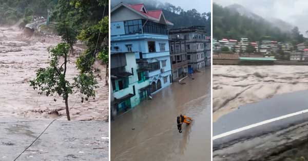सिक्किम में कुदरत का कहर : ल्होनक झील के ऊपर अचानक बादल फटने से तीस्ता नदी में आई बाढ़, सेना के कैंप उखड़े; 23 जवान लापता