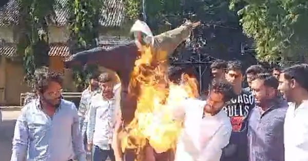 VIDEO : इंदौर में NSUI कार्यकर्ताओं ने DAVV के IET संस्थान के डायरेक्टर संजीव टोकेकर का फूंका पुतला, कुलपति को सौंपा ज्ञापन