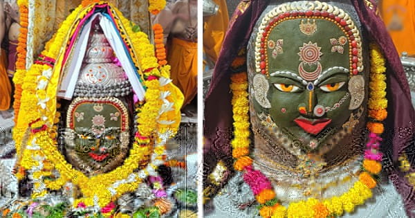 उज्जैन : नवरात्रि के पहले दिन बाबा महाकाल ने देवी स्वरूप में दिए दर्शन, भस्म आरती में आभूषणों से किया श्रृंगार, देखें VIDEO