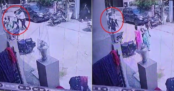 VIDEO : घर के सामने खड़ी कार हटाने को लेकर विवाद, पैथोलॉजी लैब के कर्मचारी और व्यापारी के बीच मारपीट; पत्नी और बच्चों के साथ की बदसलूकी