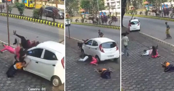 कर्नाटक में तेज रफ्तार का कहर : मंगलुरु में फुटपाथ पर चढ़ गई बेकाबू कार... पांच लोगों को मारी टक्कर; एक महिला की मौत, चार घायल