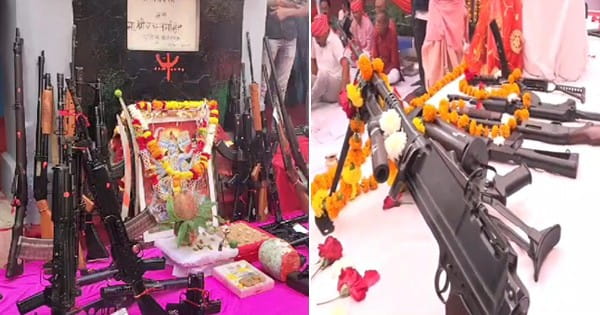 Dussehra 2023 : भोपाल-इंदौर में पुलिस ने की शस्त्र पूजा, पुलिस लाइन में विधि-विधान से पूजा के बाद अफसरों ने किए हर्ष फायर