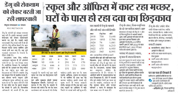 डेंगू से बचाव के लिए अस्पतालों, दफ्तरों, स्कूलों में चलेगा अभियान