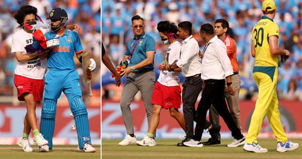 IND vs AUS : फाइनल मैच में खिलाड़ियों की सुरक्षा में बड़ी चूक, मैदान के अंदर घुसा फिलिस्तीन समर्थक; कोहली को पीछे से पकड़ा; पुलिस ने किया गिरफ्तार