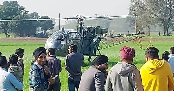 हरियाणा : सेना के हेलिकॉप्टर की खेत में इमजेंसी लैंडिंग, सभी लोग सुरक्षित