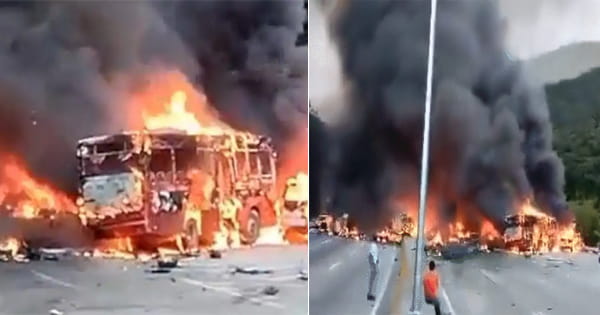 VIDEO : तेज रफ्तार का कहर... वेनेजुएला हाईवे पर बड़ा हादसा, 17 वाहनों की टक्कर के बाद लगी आग; 16 लोगों की मौत