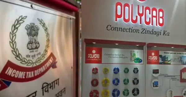 Polycab India : पॉलीकैब के 50 ठिकानों पर इनकम टैक्स की कार्रवाई, कंपनी से जुड़े लोगों के घरों पर छापेमारी, शेयर बाजार में भारी गिरावट