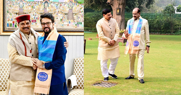 दिल्ली दौरे पर सीएम डॉ. मोहन यादव, केंद्रीय मंत्री अनुराग ठाकुर ने पारंपरिक तरीके से किया स्वागत, लोकसभा अध्यक्ष से की मुलाकात