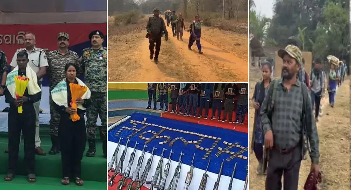 25 लाख के इनामी पापाराव समेत 18 नक्सलियों ने किया सरेंडर, ओडिशा के नक्सली भी शामिल