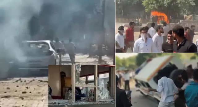 सैलरी बढ़ाने की मांग पर बवाल, गाड़ियों में लगाई आग