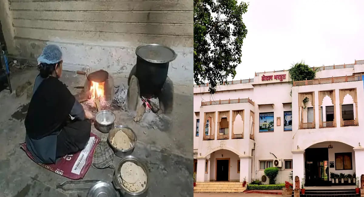 सतना में लकड़ी के चूल्हे पर बन रहा खाना, मैनेजमेंट ने कहा- सिलेंडरों की नियमित आपूर्ति नहीं