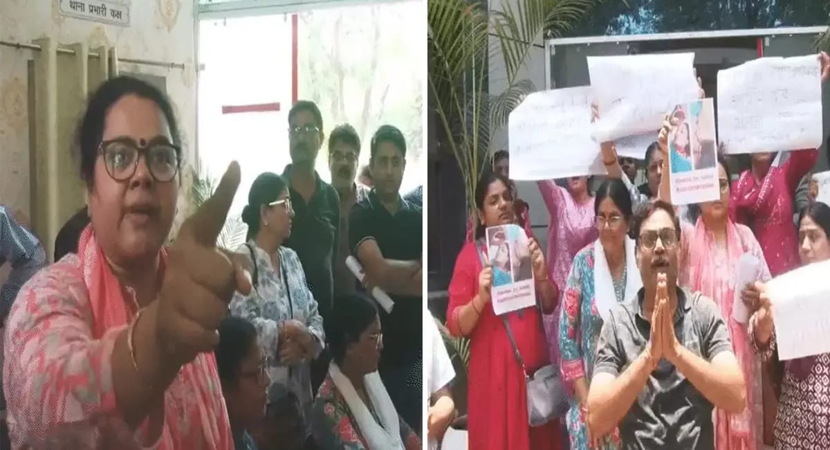 परिजनों ने थाने में किया हंगामा, पति पर लगाए गंभीर आरोप