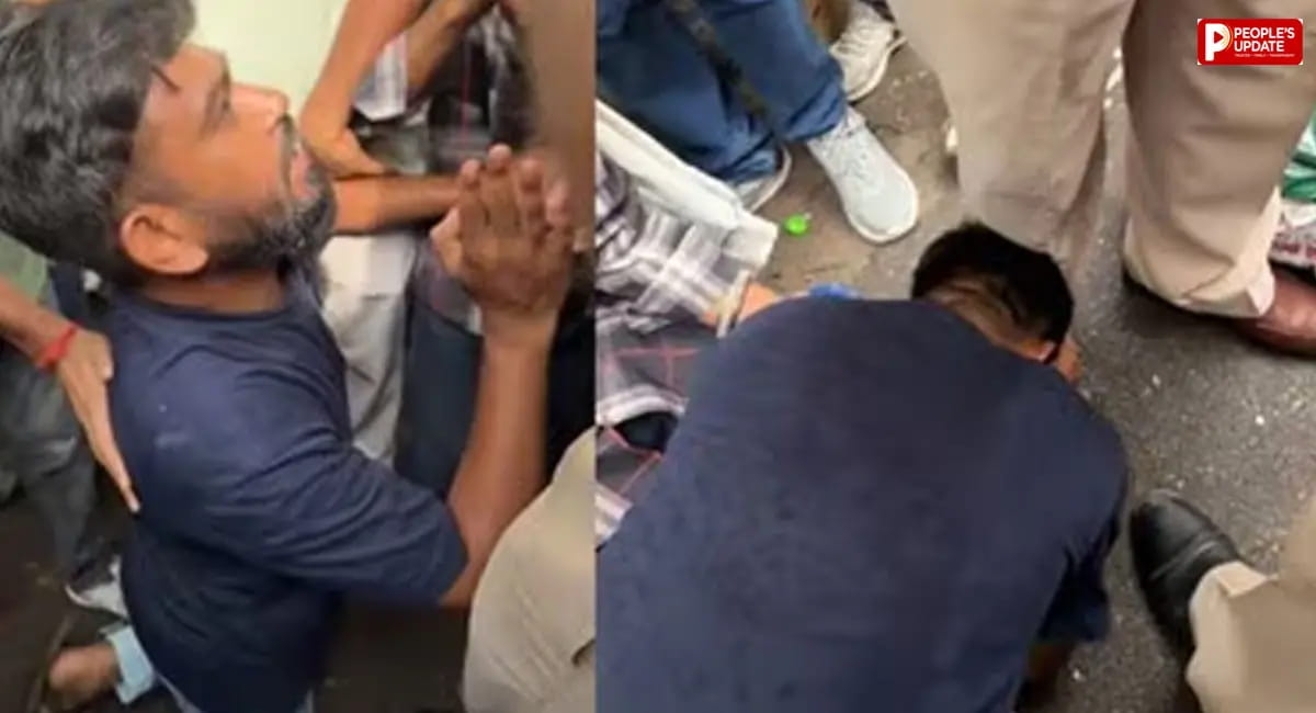 अभिजीत दीपके ने पुलिस अफसर के पैर पकड़े, टेंट लगाने के लिए जोड़े हाथ