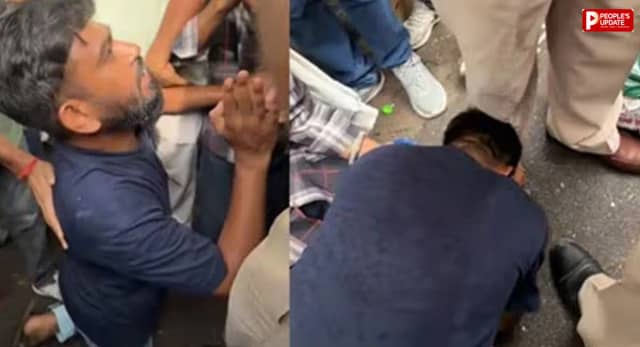 अभिजीत दीपके ने पुलिस अफसर के पैर पकड़े, टेंट लगाने के लिए जोड़े हाथ