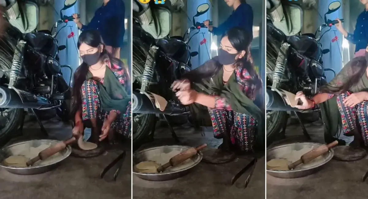 बाइक के साइलेंसर को बना डाला चूल्हा
