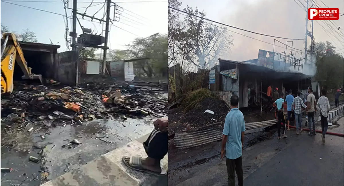 पटाखा दुकान में भीषण आग, लगातार धमाकों से दहला इलाका ; 70 फीट तक उठीं लपटें