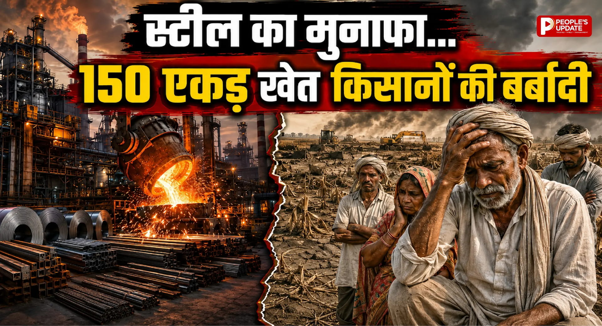 नगरनार स्टील प्लांट का 'काला पानी' बना किसानों का काल! 150 एकड़ खेत बर्बाद, ग्रामीणों ने उठाए गंभीर सवाल