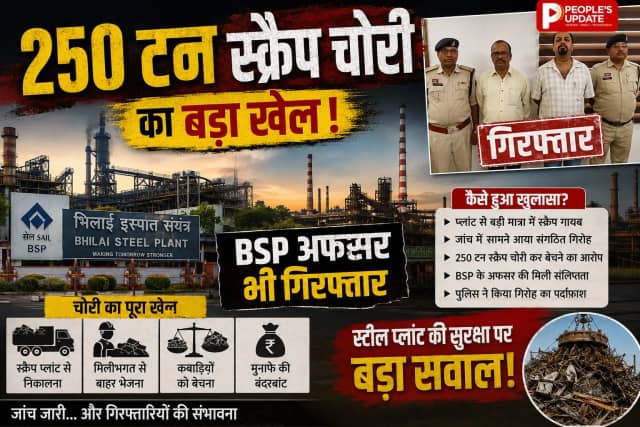 भिलाई स्टील प्लांट में 250 टन स्क्रैप चोरी: BSP के GM और इंजीनियर गिरफ्तार, 3.22 करोड़ के खेल में बड़ा खुलासा