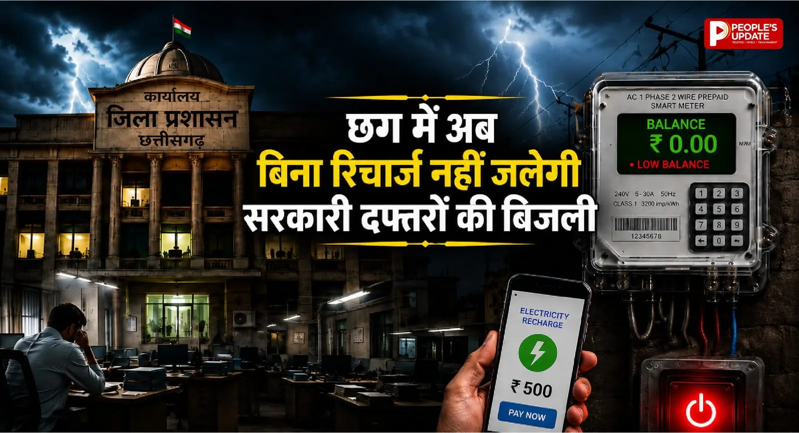 छत्तीसगढ़ में 1 अगस्त से सरकारी दफ्तरों के बिजली मीटर होंगे प्रीपेड, मोबाइल की तरह पहले करना होगा रिचार्ज