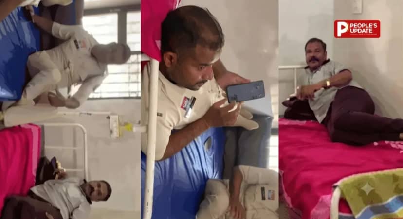 कोरबा अस्पताल में रेप के आरोपी की VIP खातिरदारी,मोबाइल चलाते और गुटखा खाते दिखा आरोपी, बगल में सोते मिले दो पुलिसकर्मी