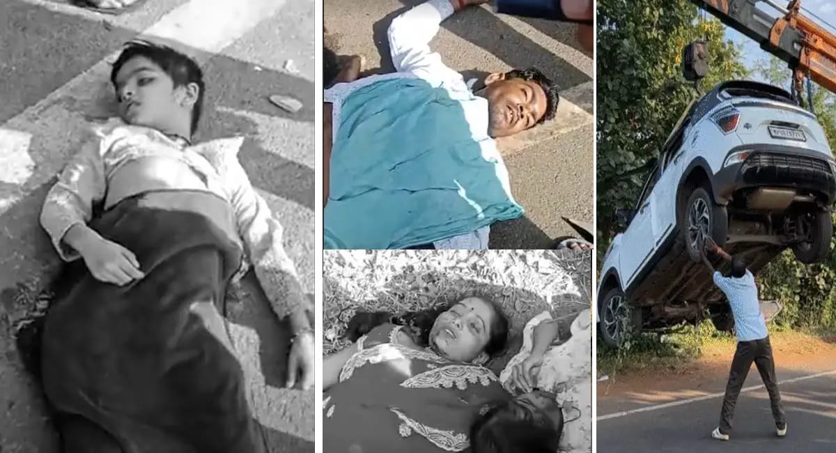 बाइक सवार परिवार को कार ने मारी टक्कर, पति-पत्नी और बेटे की मौत, बेटी गंभीर