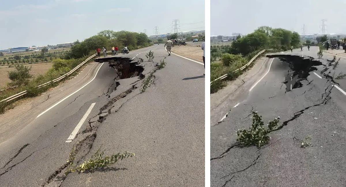 भोपाल में बड़ा हादसा टला! बिलखिरिया के पास 100 मीटर सड़क धंसी, एक लेन का ट्रैफिक रोका