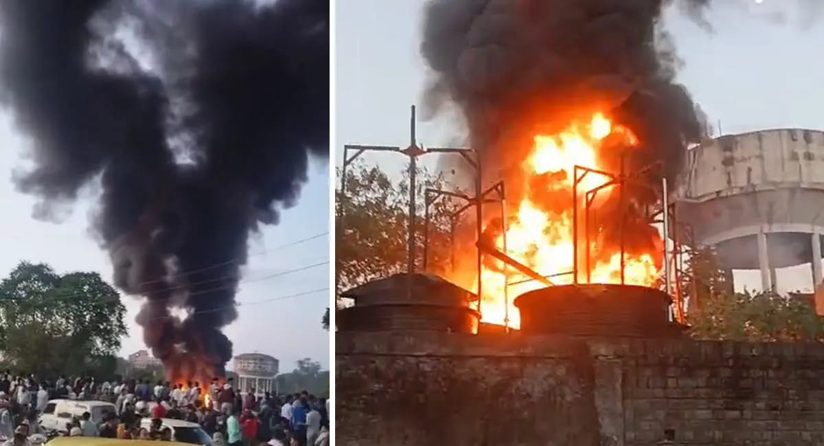 शाहजहानी पार्क स्थित बायो गैस प्लांट में लगी भीषण आग, कई किलोमीटर तक दिखा धुएं का गुबार