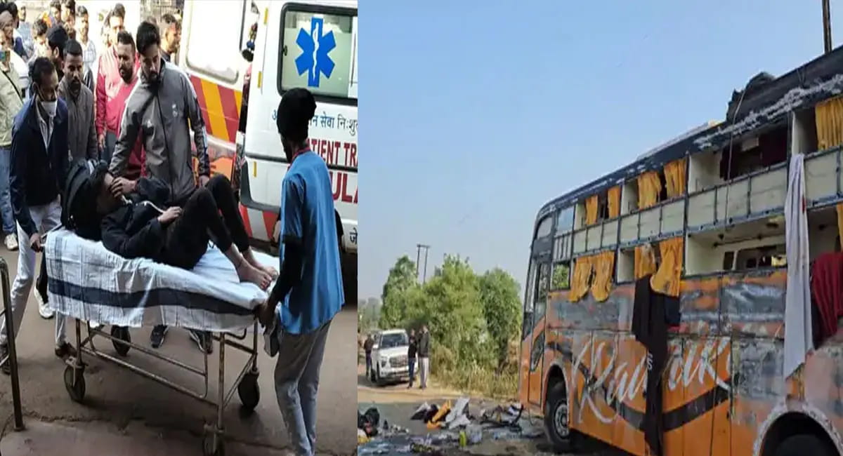 लखनऊ से इंदौर जा रही बस बीनागंज में पलटी, एक की मौत और 16 घायल
