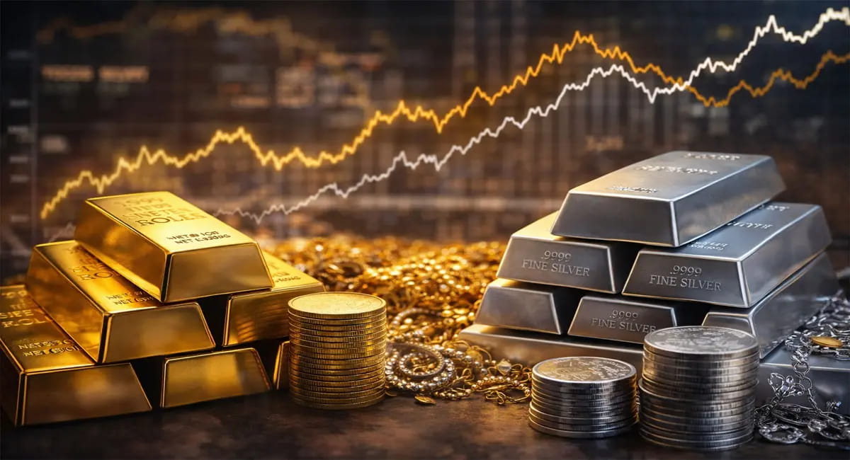 MCX पर सोना ₹1800 फिसला, चांदी ₹5000 से ज्यादा सस्ती