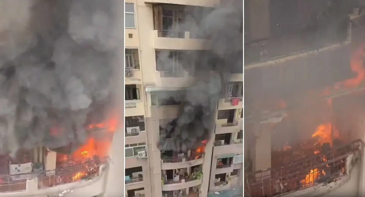 गाजियाबाद के हाईराइज अपार्टमेंट में लगी भीषण आग, फ्लैट का सामान जलकर खाक