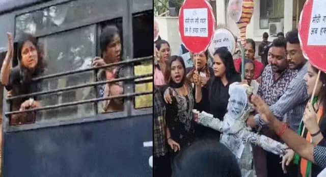 'लॉलीपॉप' लेकर जताया विरोध, कांग्रेस से बीजेपी कार्यालय तक पैदल मार्च; अध्यक्ष गिरफ्तार