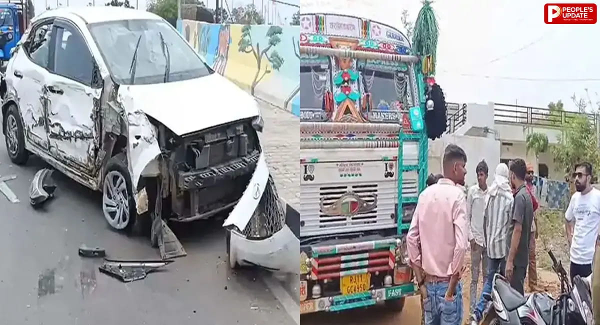 कार बुरी तरह क्षतिग्रस्त, चालक की बची जान