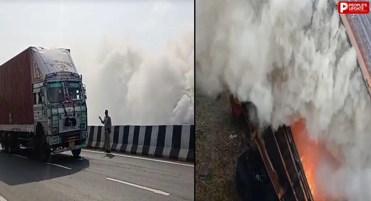 कंटेनर में लगी आग, चालक जिंदा जला; क्लीनर गंभीर