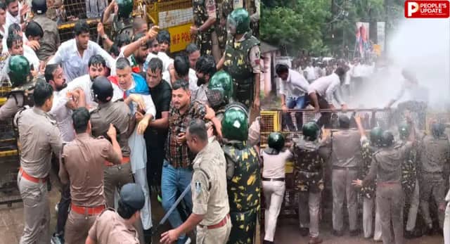 छात्रसंघ चुनाव समेत कई मांगों को लेकर NSUI का कलेक्ट्रेट घेराव, पुलिस ने किया वाटर कैनन का इस्तेमाल