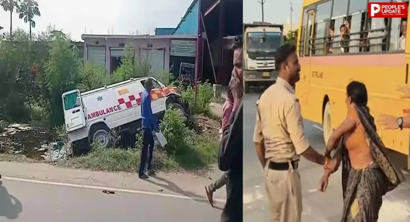 पहले बाइक सवार को कुचला, फिर खेत में पलटी एंबुलेंस; सिंगरौली हादसे का वीडियो वायरल