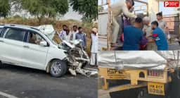 राजस्थान में चूरू में भीषण हादसा: ट्रक से टकराई तेज रफ्तार कार, 4 महीने के मासूम समेत 6 की मौत; देवी दर्शन के लिए जा रहा था परिवार