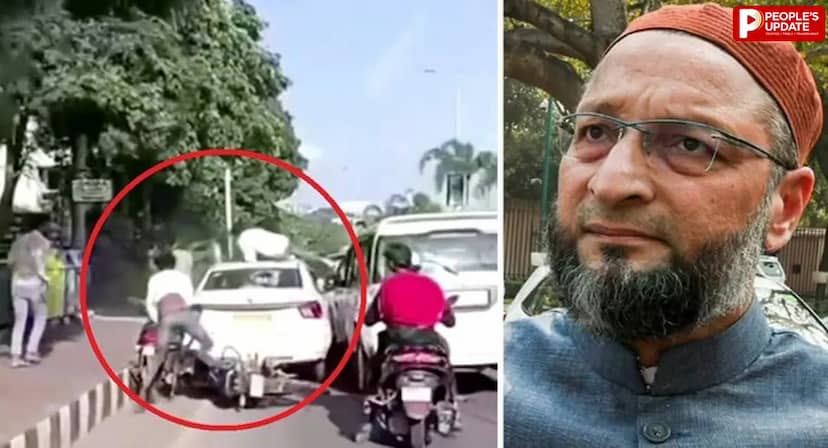 भोपाल में ओवैसी के काफिले का एक्सीडेंट, VIP रोड पर भिड़ीं कई गाड़ियां, बाइक सवार घायल