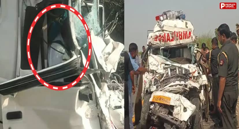 जवान का शव ले जा रही एंबुलेंस पूर्वांचल एक्सप्रेसवे पर ट्रक में घुसी, हादसे में भाई-भतीजे समेत 4 की मौत