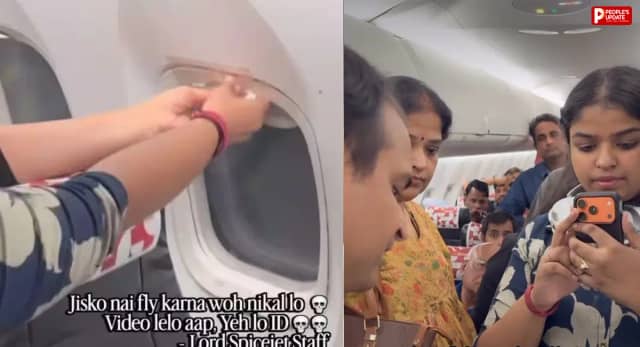 हवाई सफर या खतरे की घंटी? स्पाइसजेट की खिड़की पर टेप देख भड़के यात्री, स्टाफ से हुई तीखी बहस, वीडियो वायरल