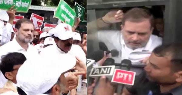 वोटर वेरिफिकेशन के विरोध में विपक्ष का संसद से चुनाव आयोग तक मार्च, राहुल-प्रियंका समेत कई नेता हिरासत में