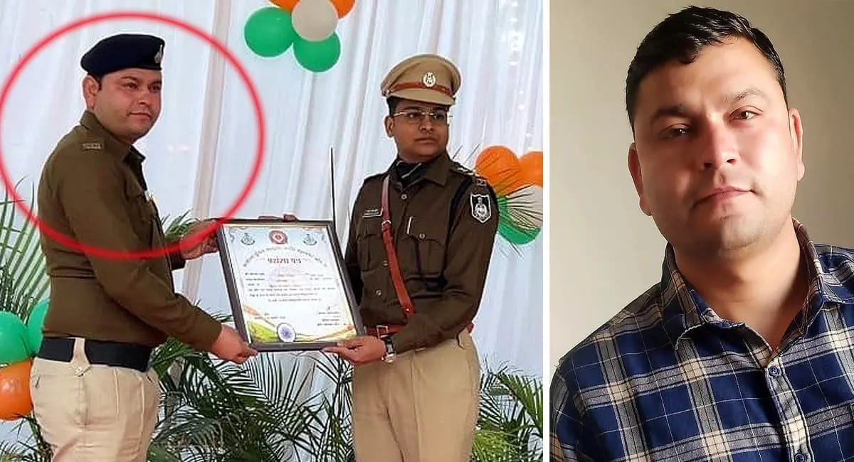 सील ड्रेस में खड़े पुलिस के जवान का रौब - तुम पत्रकार हो थाने ले जाकर पीटूँगा
