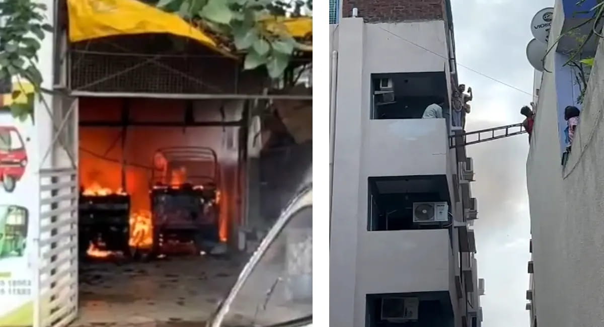 धुएं से घिरे अपार्टमेंट में फंसे परिवार , रस्सियों और सीढ़ियों से हुआ रेस्क्यू, टला बड़ा हादसा