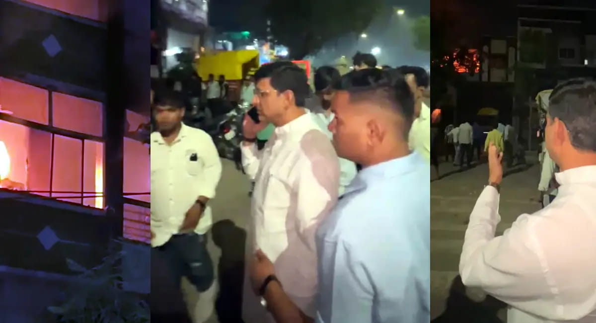 तीसरी मंजिल पर फंसे पांच कर्मचारियों को बचाया